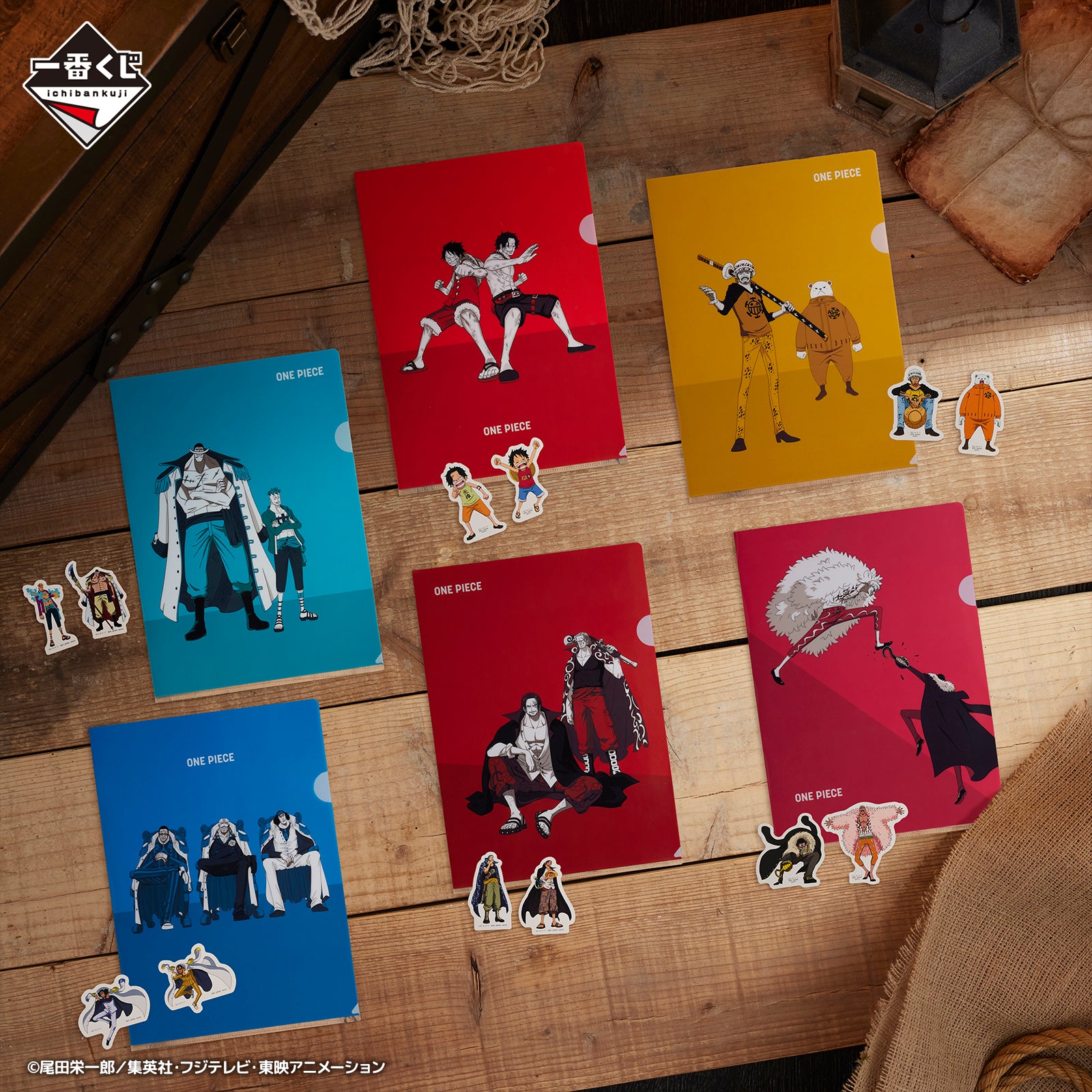 ONE PIECE ICHIBAN KUJI Whitebeard Pirates - Father and Sons - I PRIZE - Clear file and sticker set FULL SET 12 Pcs