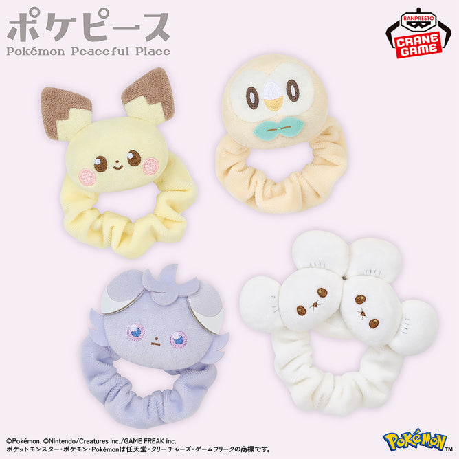 Pokemon PokePiece Plush Band - Pichu, Espurr, Rowlet and Tandemaus Complete Set of 4