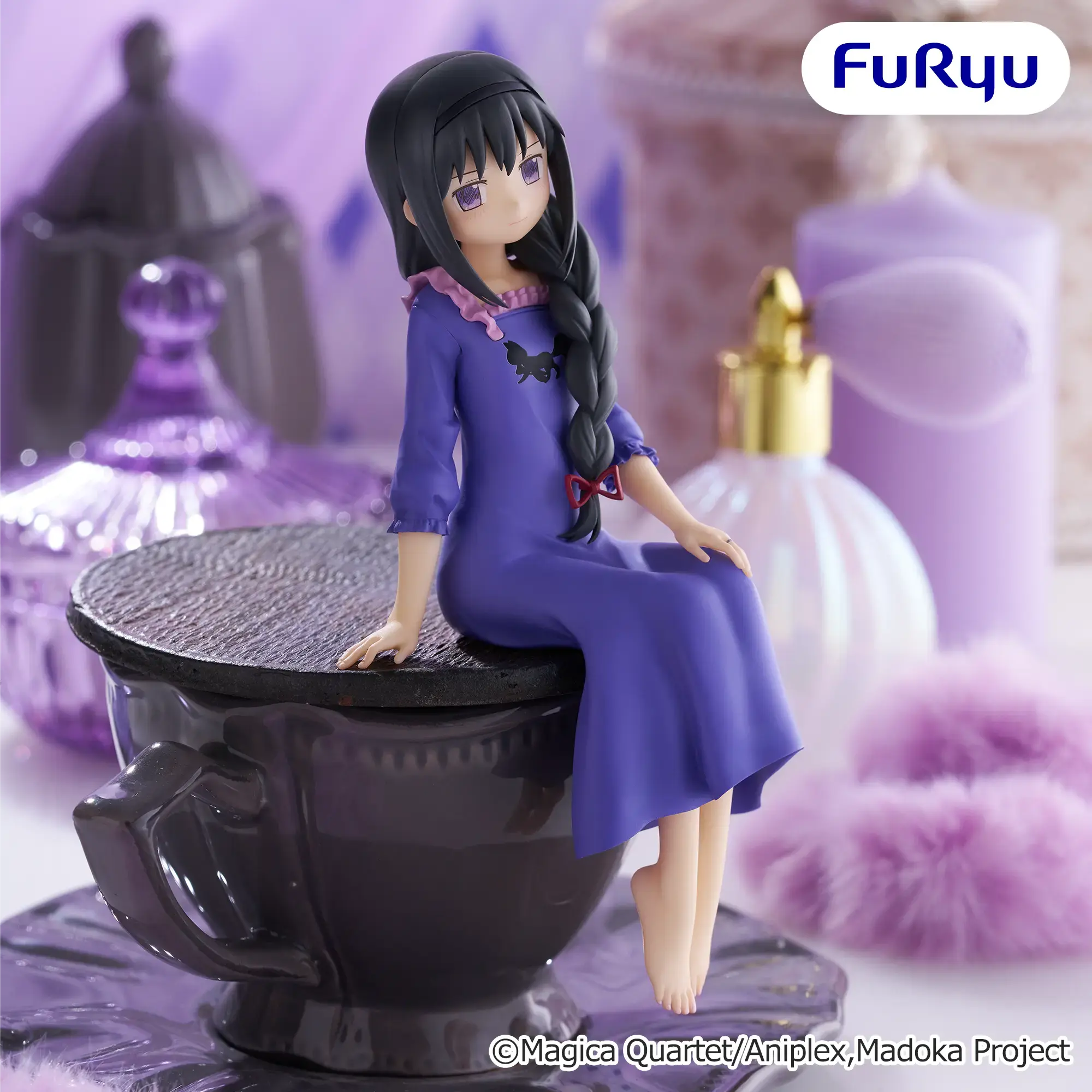 Puella Magi Madoka Magica Noodle Stopper Figure - Akemi Homura Kyubey themed Nightwear ver.
