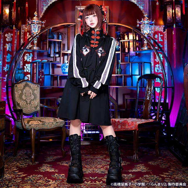 Ranma 1/2 x Listen Flavor - Chinese Jersey Dress Black