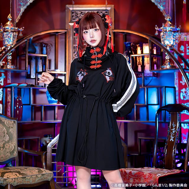Ranma 1/2 x Listen Flavor - Chinese Jersey Dress Black