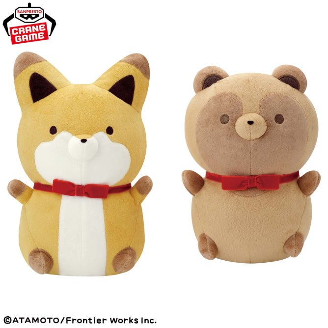 Tanuki & Kitsune Fluffy Plushes - Tanuki and Kitsune Matching Ribbons (2 Types)