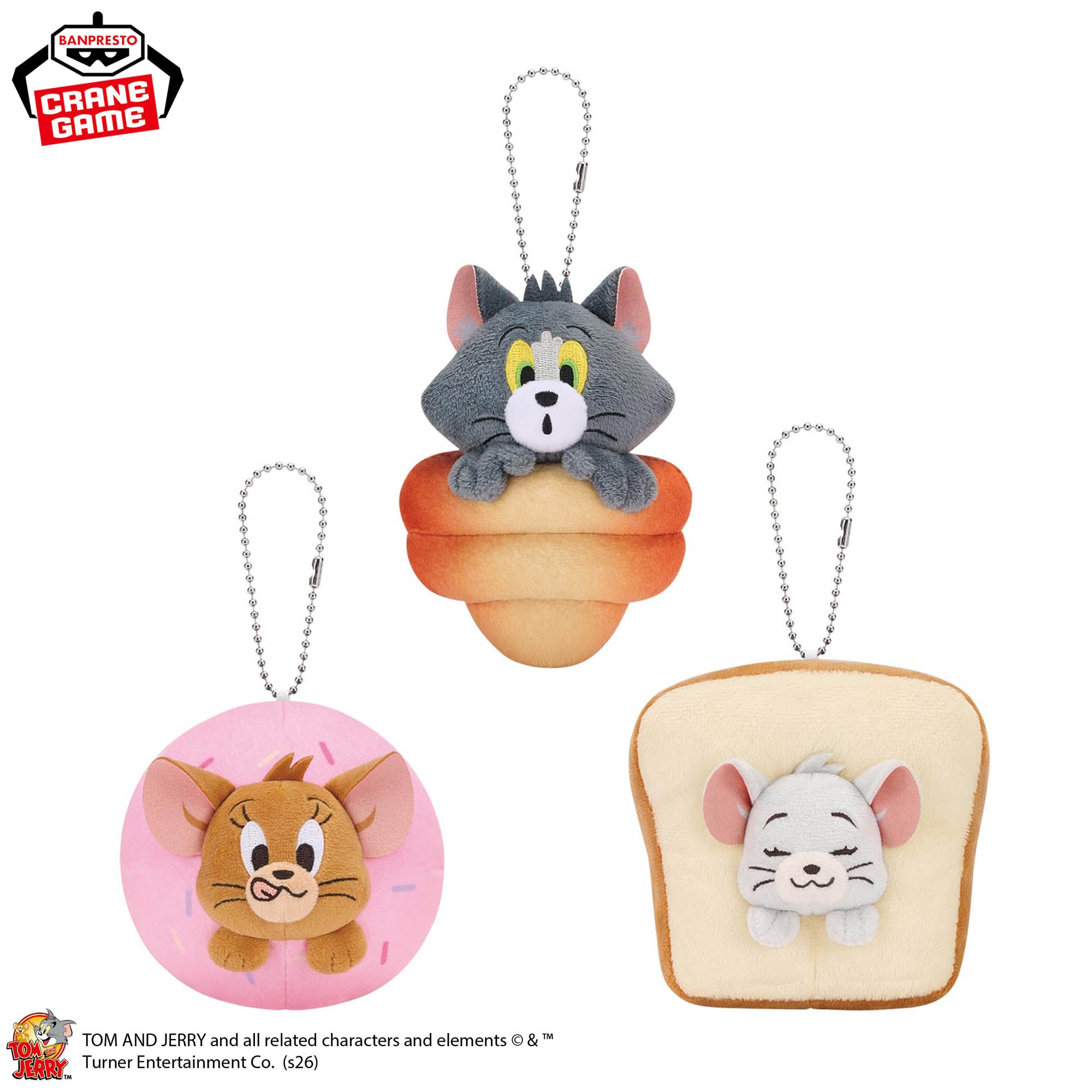Tom & Jerry Ball Chain Plush Toys - Yummy Bread Complete Set Of 3 Types