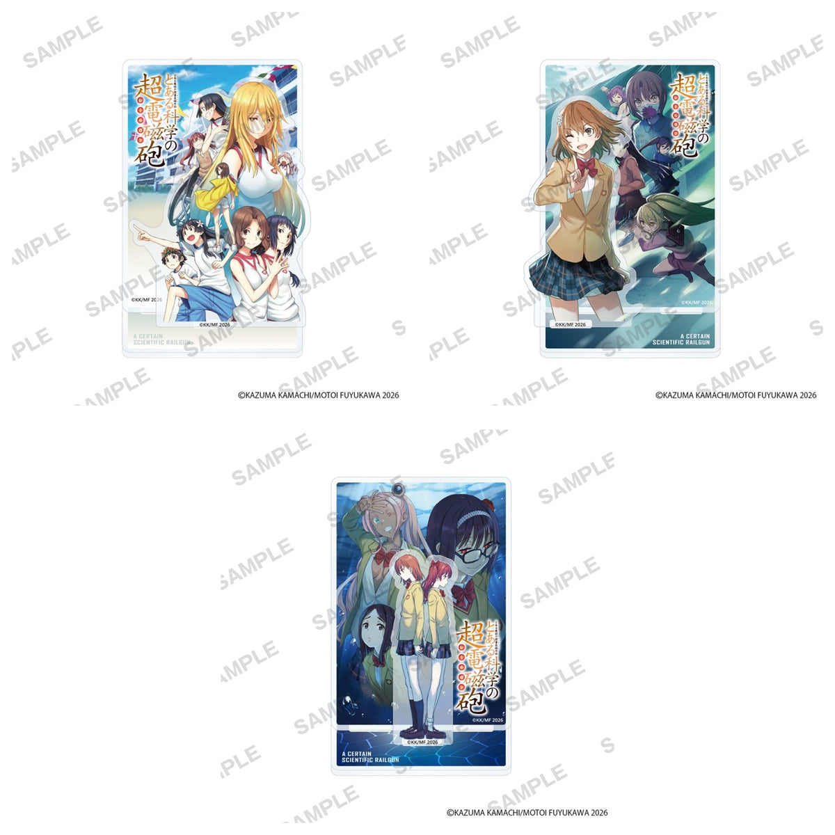 A Certain Scientific Railgun manga cover acrylic dioramas - volumes 8, 14 and 19 complete set