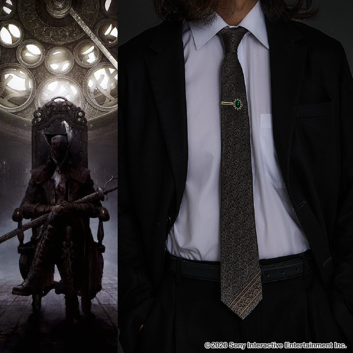 Bloodborne SuperGroupies Lady Maria of the Astral Clocktower Necktie and Tie Pin Set — official product view 1