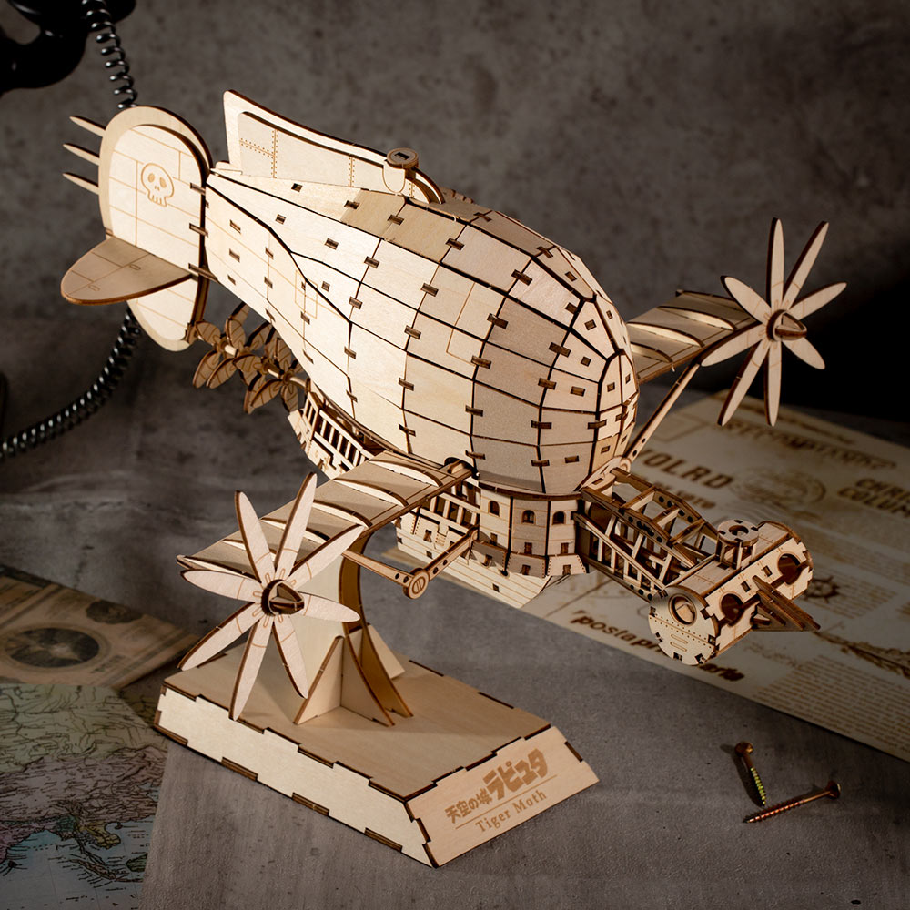 Castle in the Sky ki-gu-mi Wooden Model - Tiger Moth - official view 1