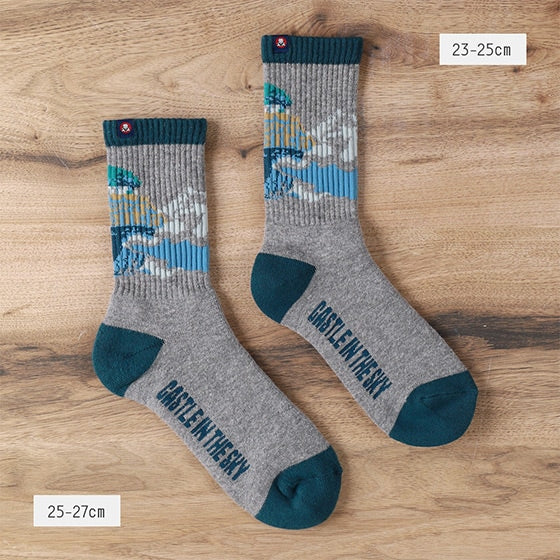 Castle in the Sky Socks - Scenery Crew - Gray - official product view 4