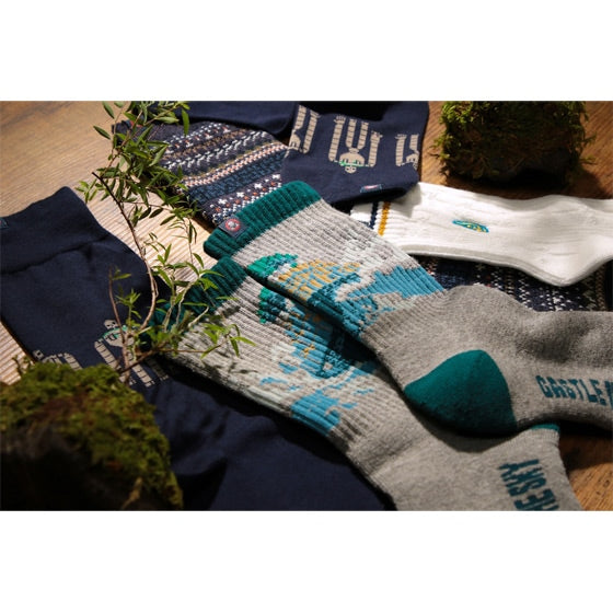 Castle in the Sky Socks - Scenery Crew - Gray - official product view 6