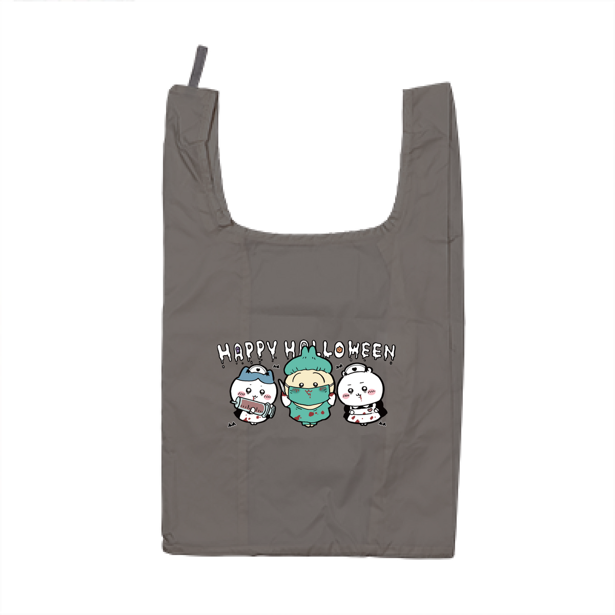 Chiikawa Happy Halloween 2026 Chiikawa, Hachiware & Usagi Eco Bag L in Gray, official product view 4