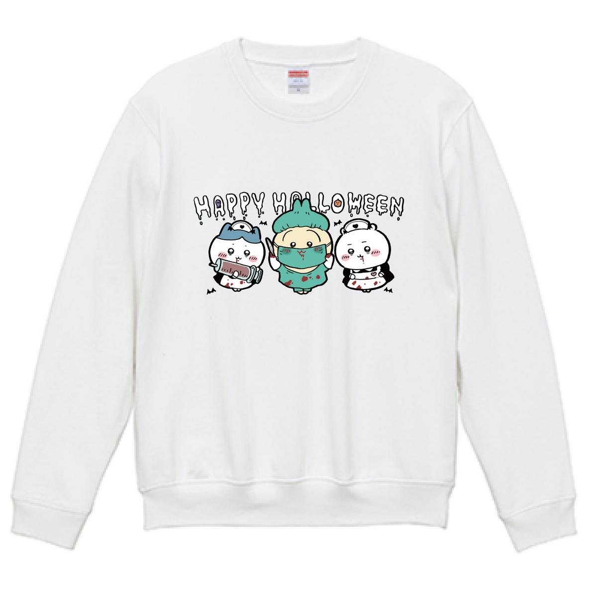 Chiikawa Happy Halloween 2026 Chiikawa, Hachiware & Usagi Sweatshirt in White, official product view 1