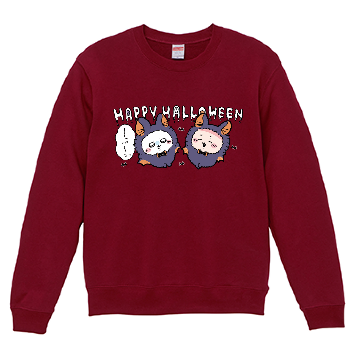Chiikawa Happy Halloween 2026 Momonga & Furuhonya Sweatshirt in Burgundy, official product view 6