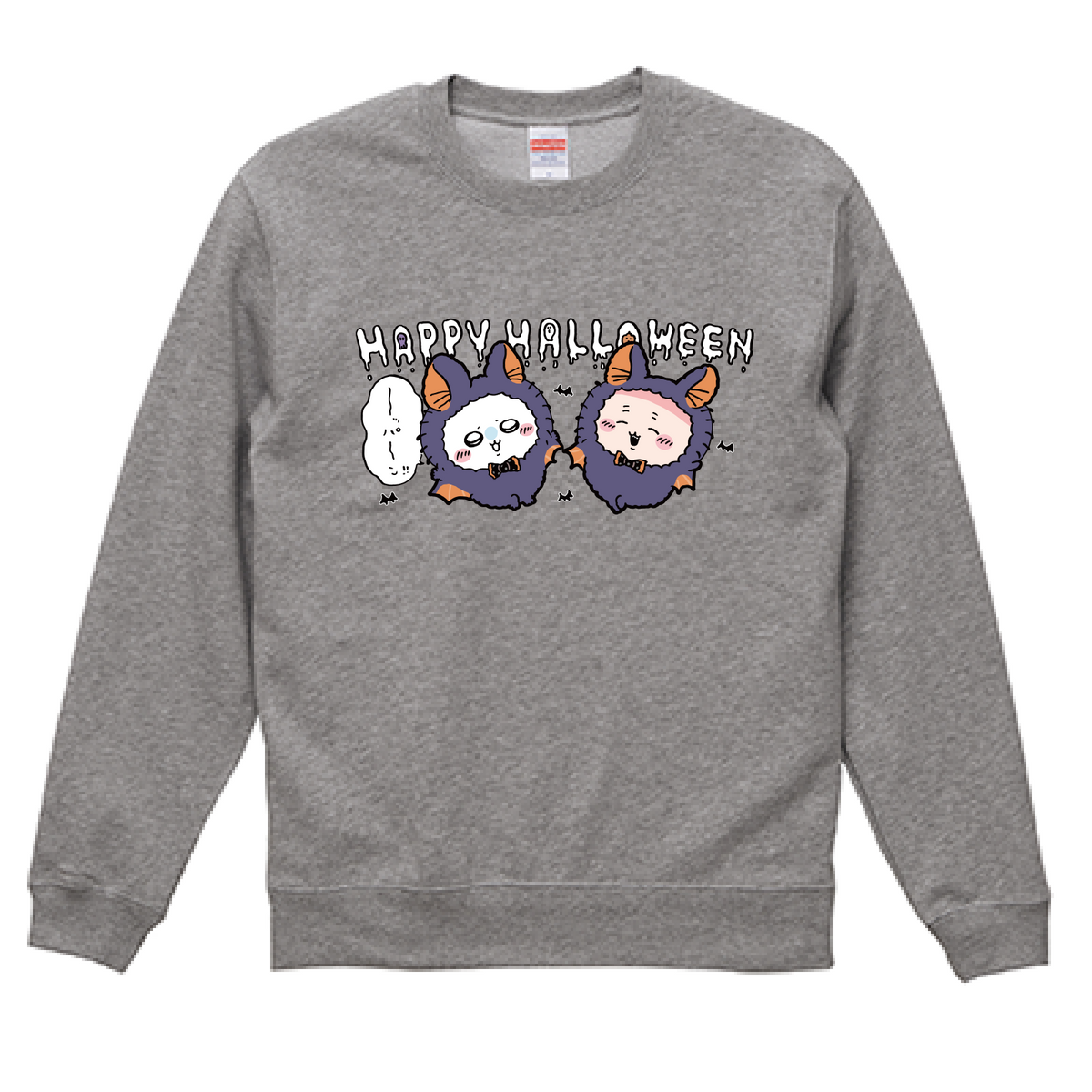 Chiikawa Happy Halloween 2026 Momonga & Furuhonya Sweatshirt in Mixed Gray, official product view 9