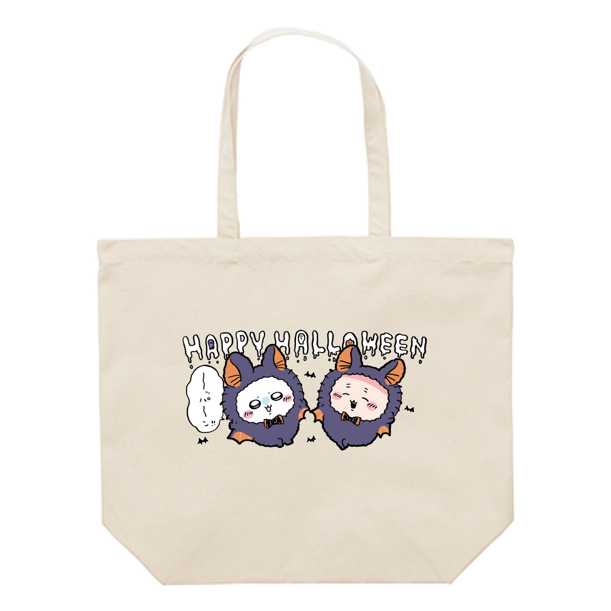 Chiikawa Happy Halloween 2026 Momonga & Furuhonya Tote Bag L in Natural, official product view 3