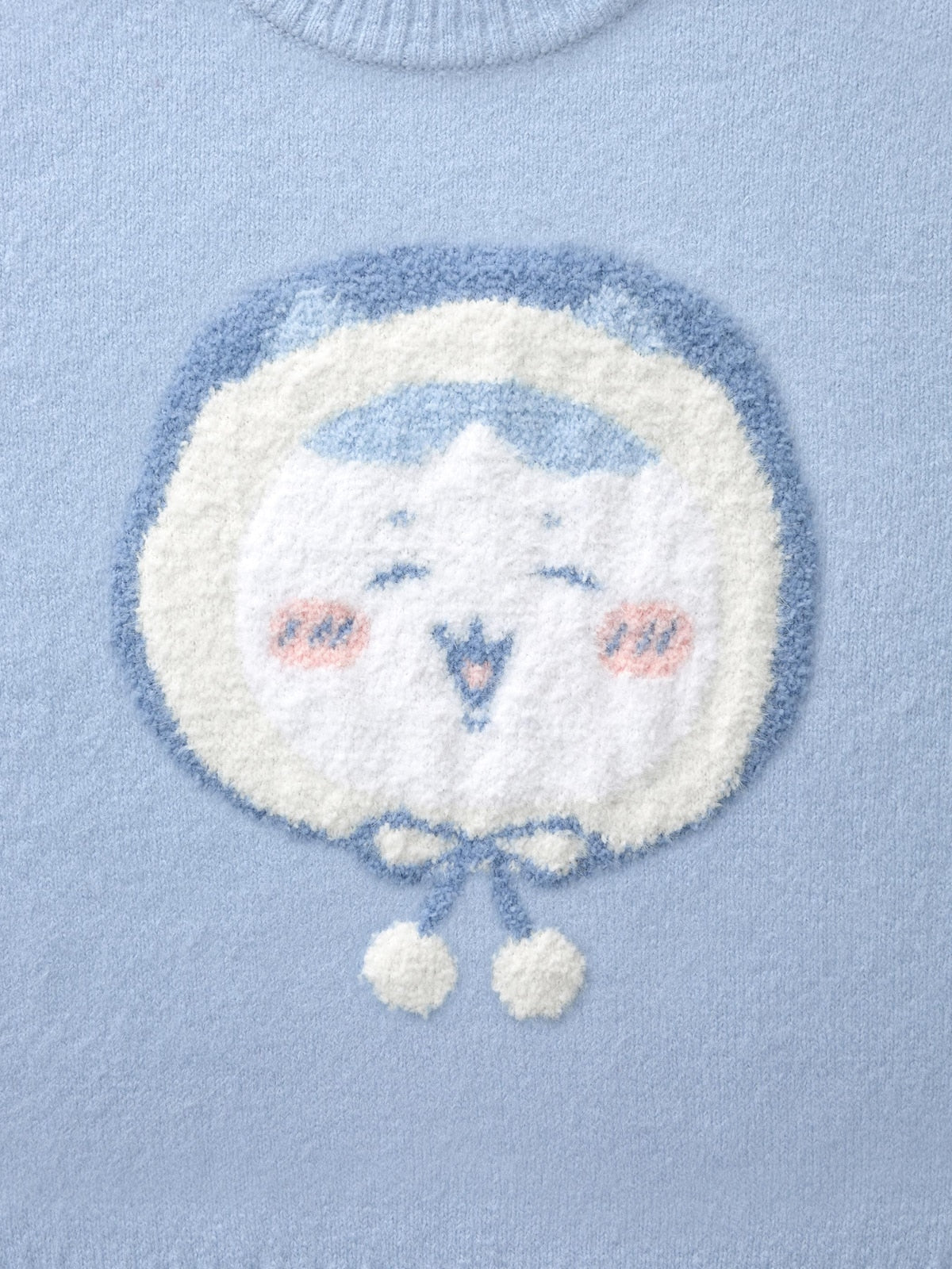 Chiikawa Snow Day Kids' Fluffy Character Knit Sweater — Hachiware, character artwork