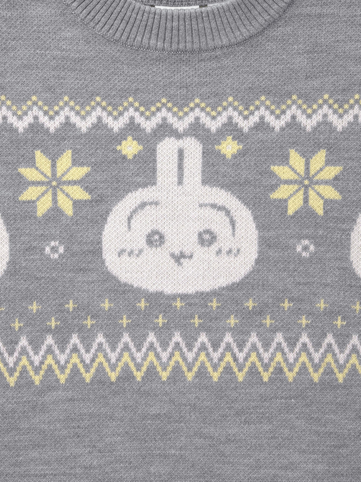 Chiikawa Snow Day Kids’ Nordic Sweater — Gray / Usagi