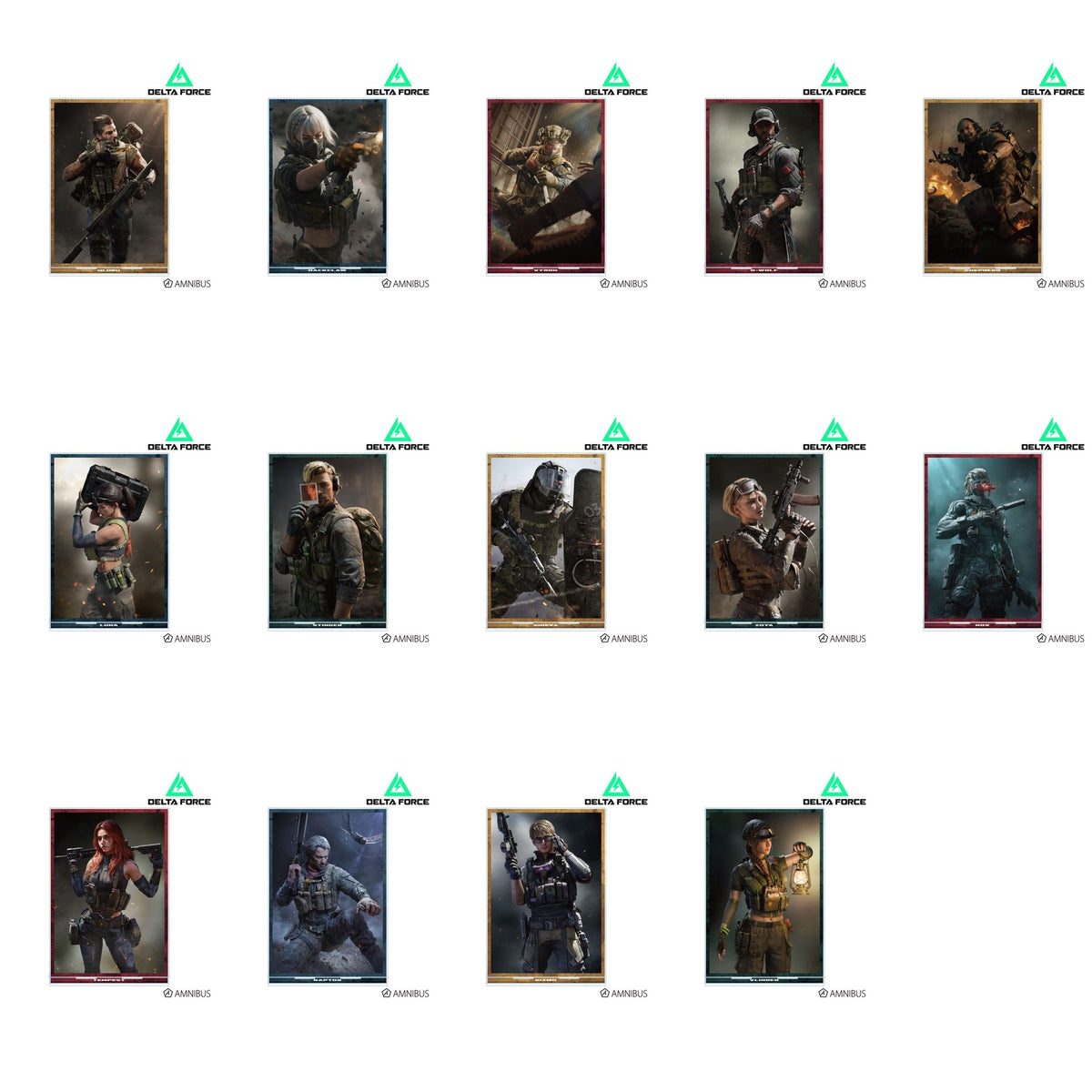 Delta Force BIG acrylic stands - Complete Set of fourteen operators