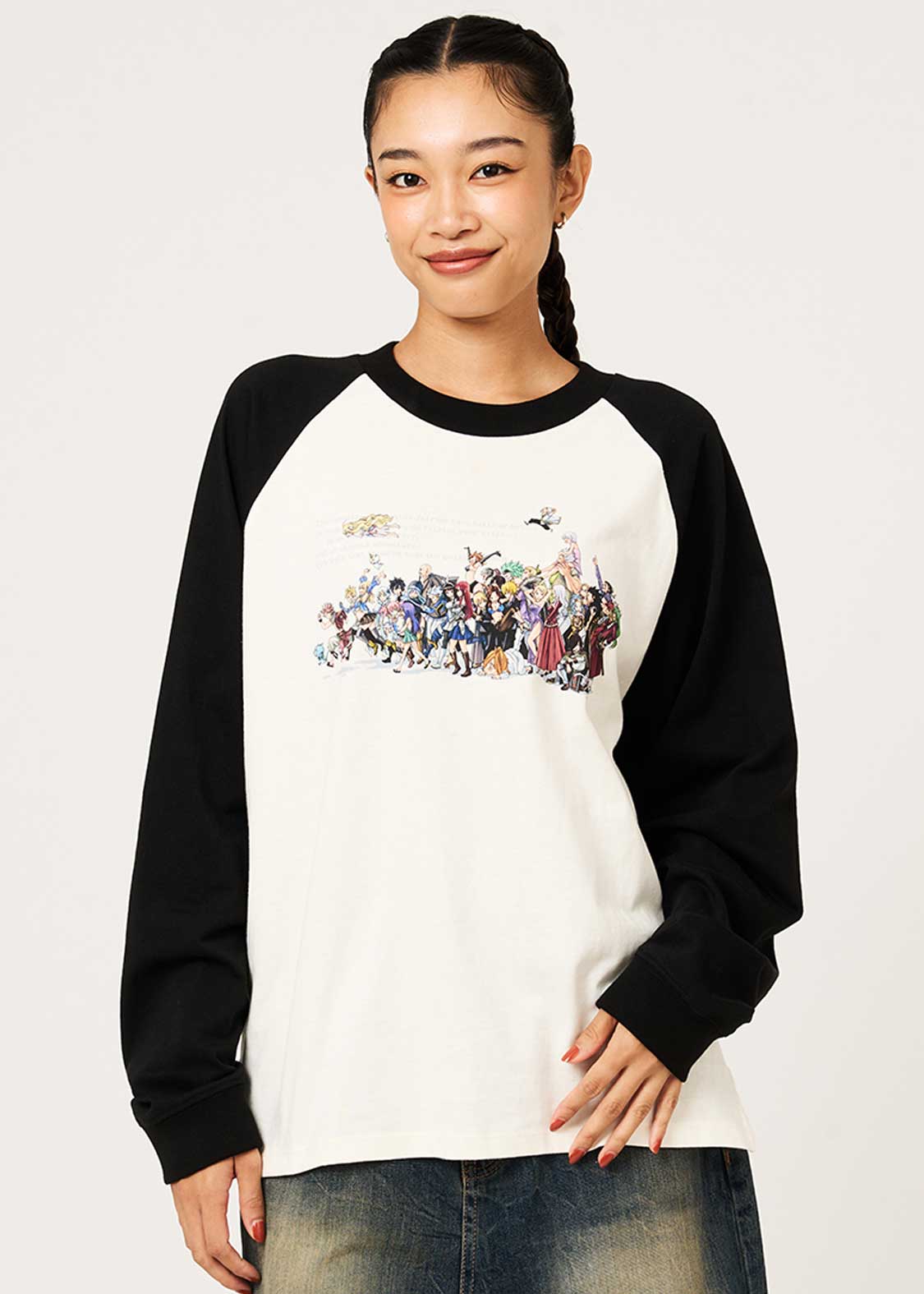 Fairy Tail 20th Anniversary Collaboration Guild Gathering Raglan Long-Sleeve T-Shirt - worn view 1