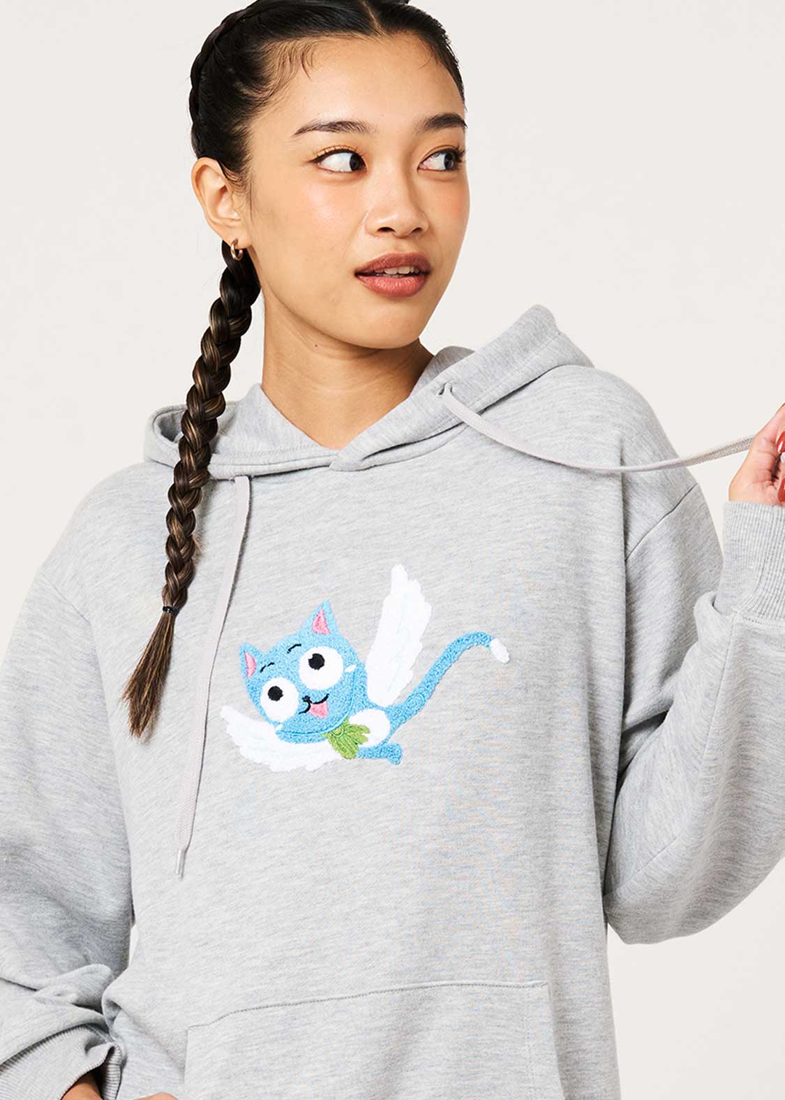 Fairy Tail 20th Anniversary Collaboration Happy Hoodie - worn view 1