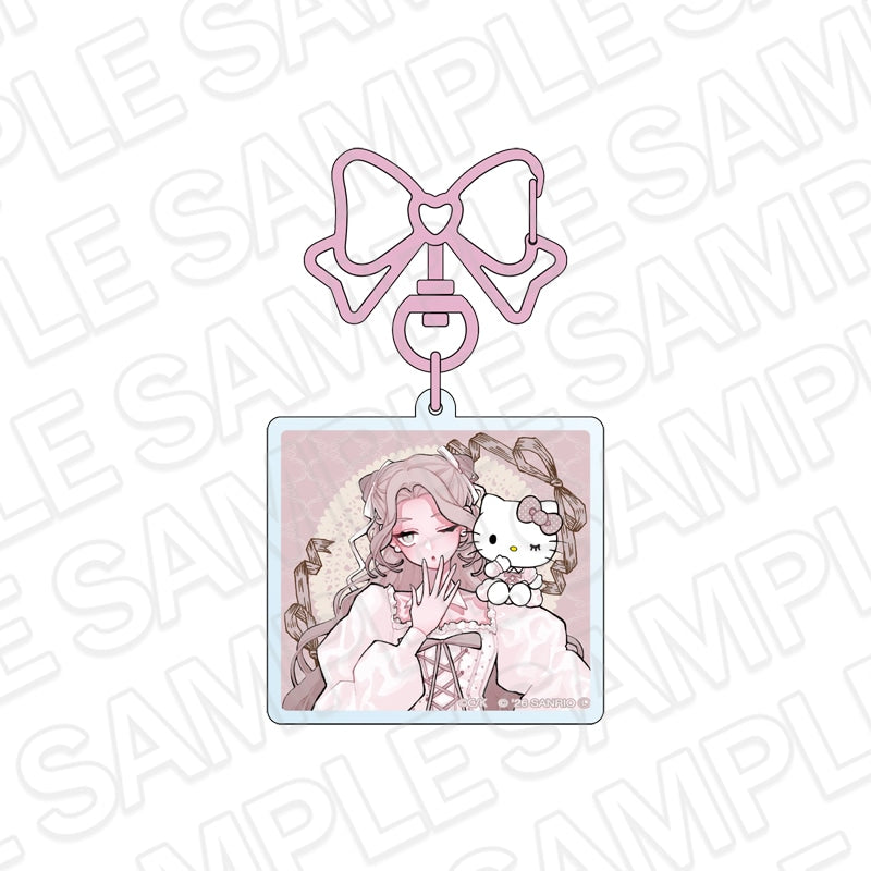 Fall in Love, You False Angels x Sanrio Characters - Acrylic Keychain Beni Momoi x Hello Kitty