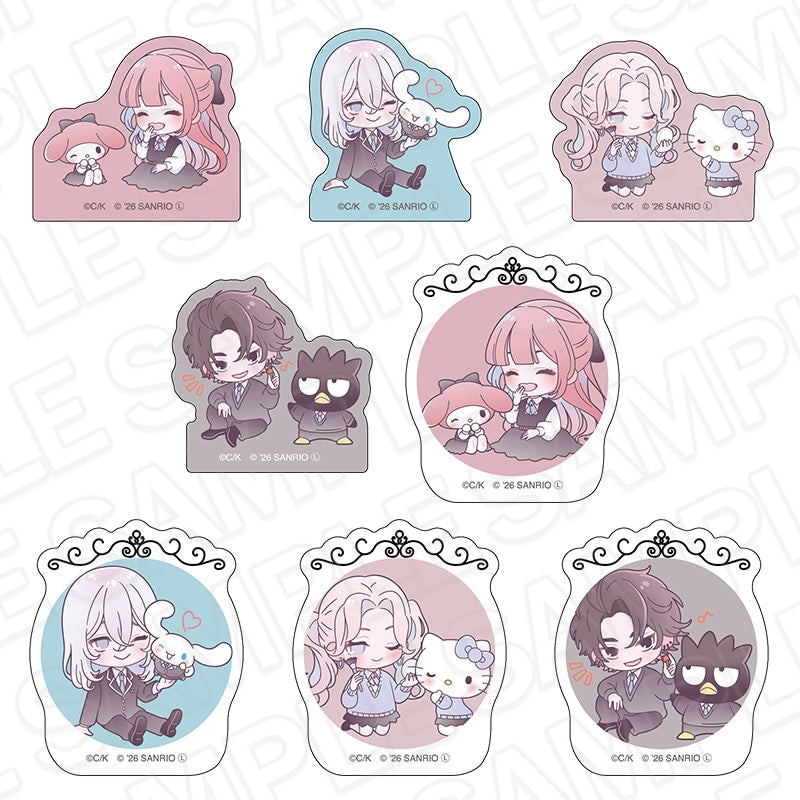 Fall in Love, You False Angels x Sanrio Characters - Chibi Die-Cut Sticker Complete Set (8 Types)