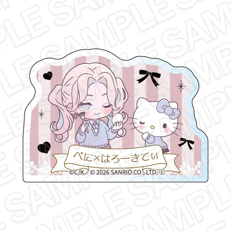 Fall in Love, You False Angels x Sanrio Characters - Chibi Name Badge Beni Momoi x Hello Kitty