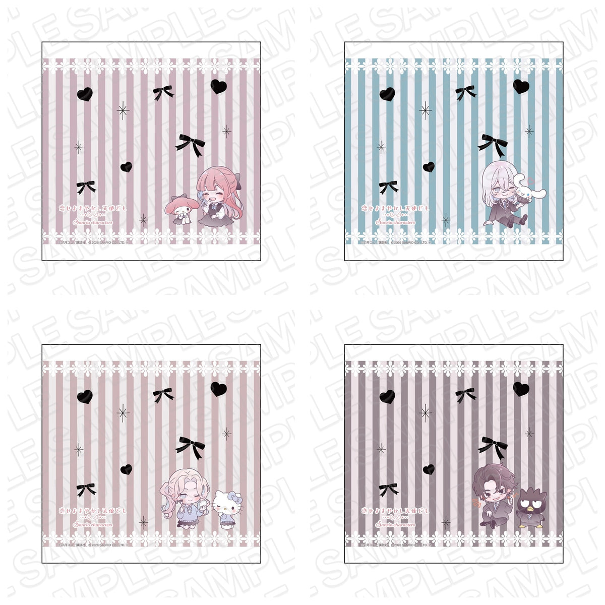 Fall in Love, You False Angels x Sanrio Characters - Chibi Mini Towel complete set of four designs