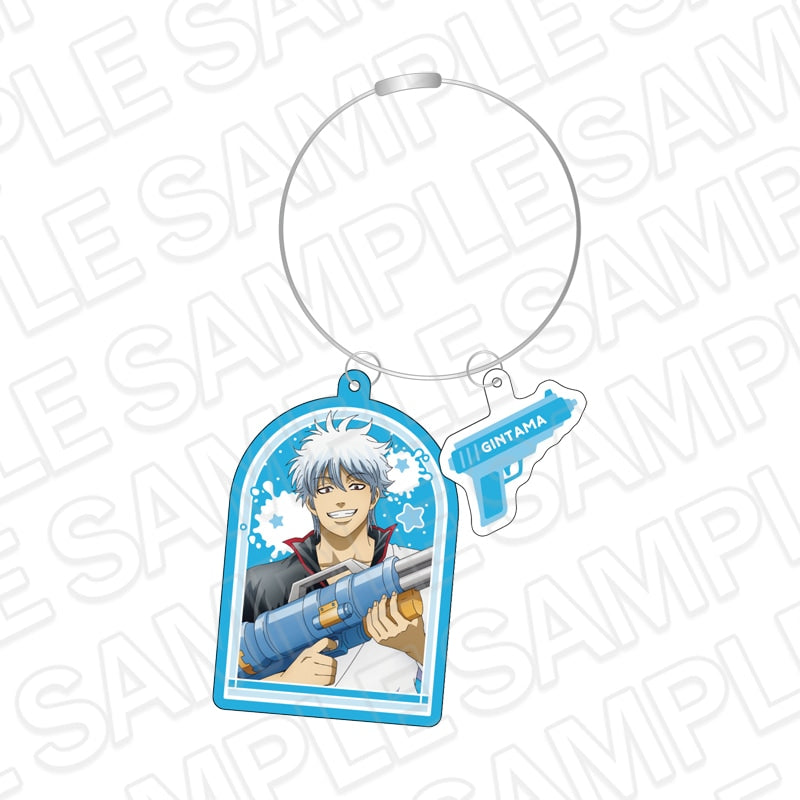 Gintama Water Gun Ver. Wire Double-Sided Keychain - Gintoki Sakata