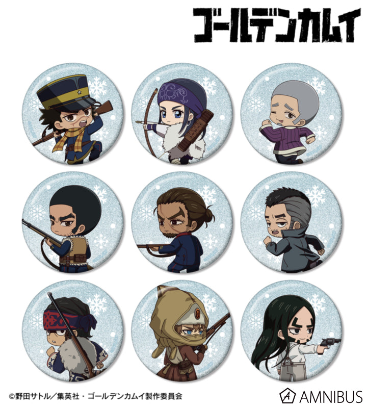 Golden Kamuy Fighting Backs Ver. Chibi Glitter Can Badge Ver. A - official product photo 1