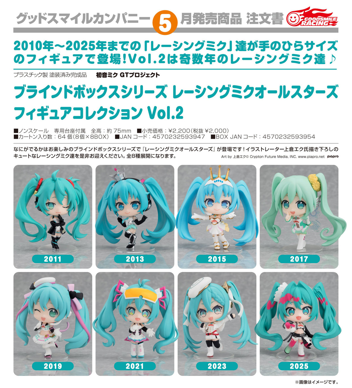 Hatsune Miku - Blind Box Series Racing Miku All Stars Figure Collection Vol. 2 Box of 8 view 1