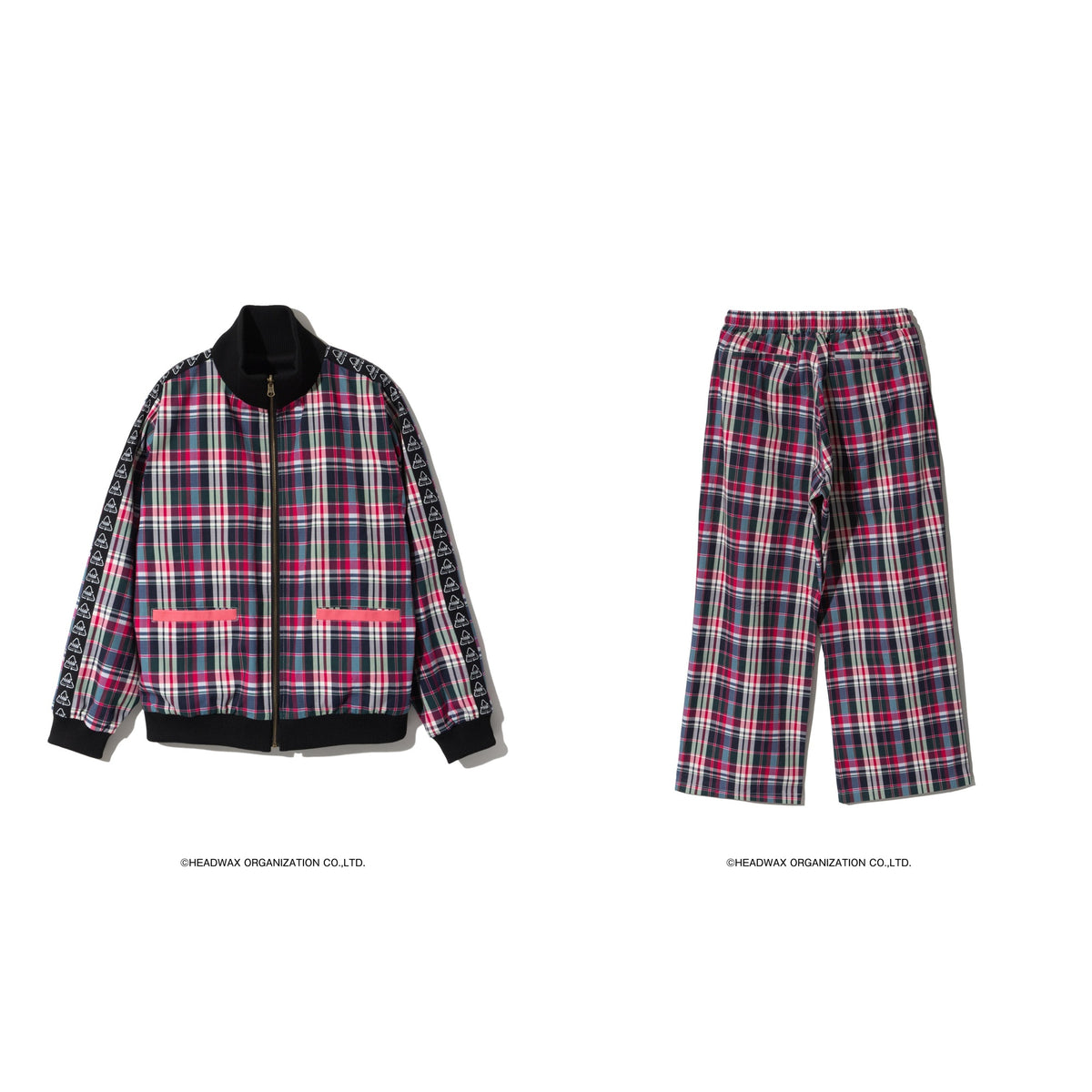 hide check tracksuit black white background