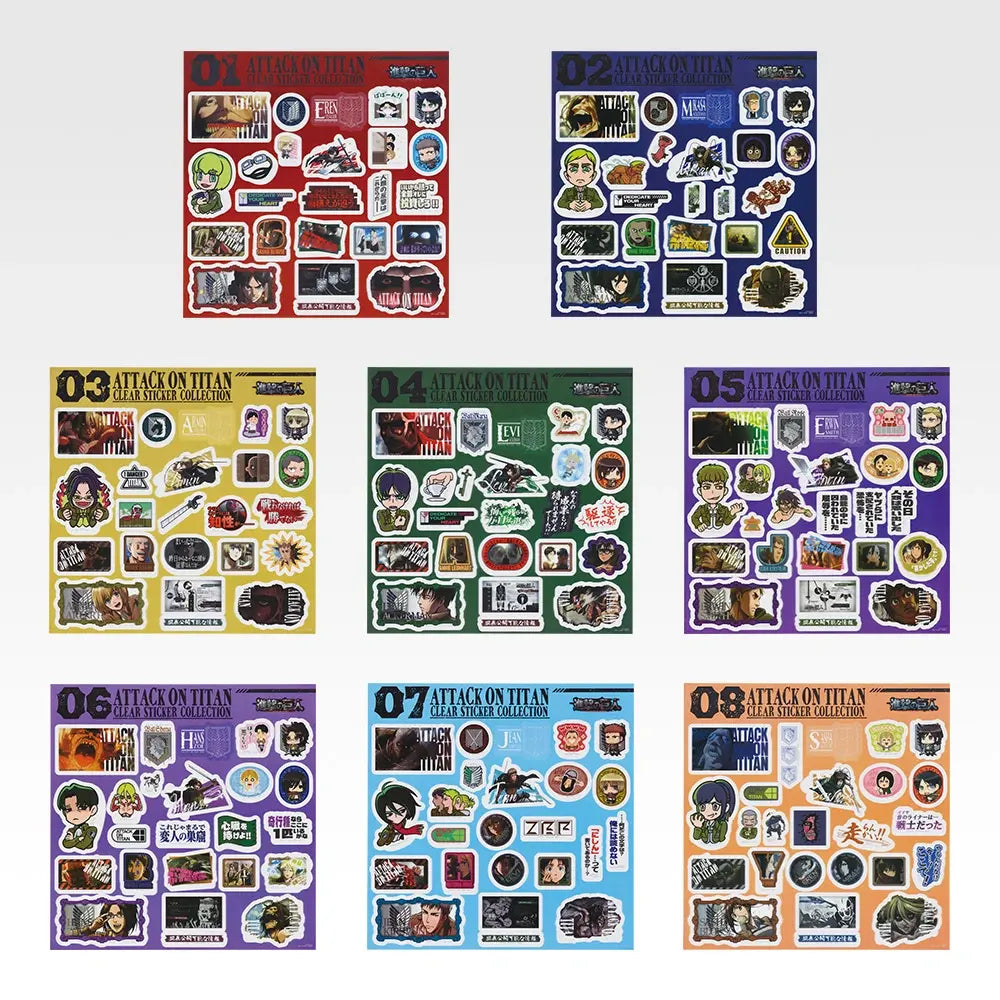 Ichiban Kuji Attack on Titan Dedicate Your Heart - J Prize Sticker Collection (8 Types) complete set of 8 designs