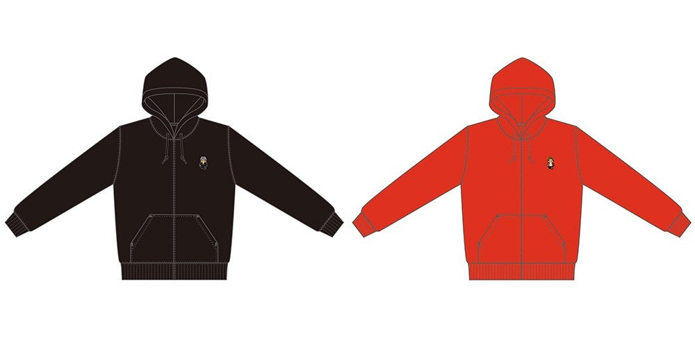 Complete set of Kiryu black and Ichiban red 8-bit zip hoodies