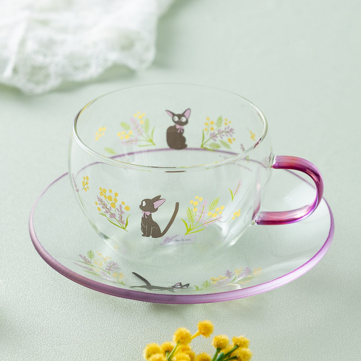 Kiki's Delivery Service - Flower Bouquet Glass Cup and Saucer - official view 1