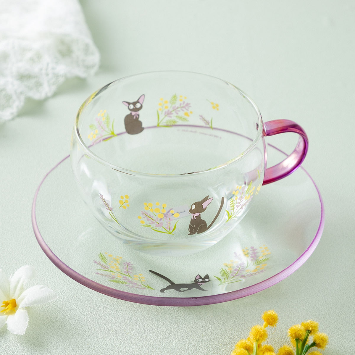 Kiki's Delivery Service - Flower Bouquet Glass Cup and Saucer - official view 2