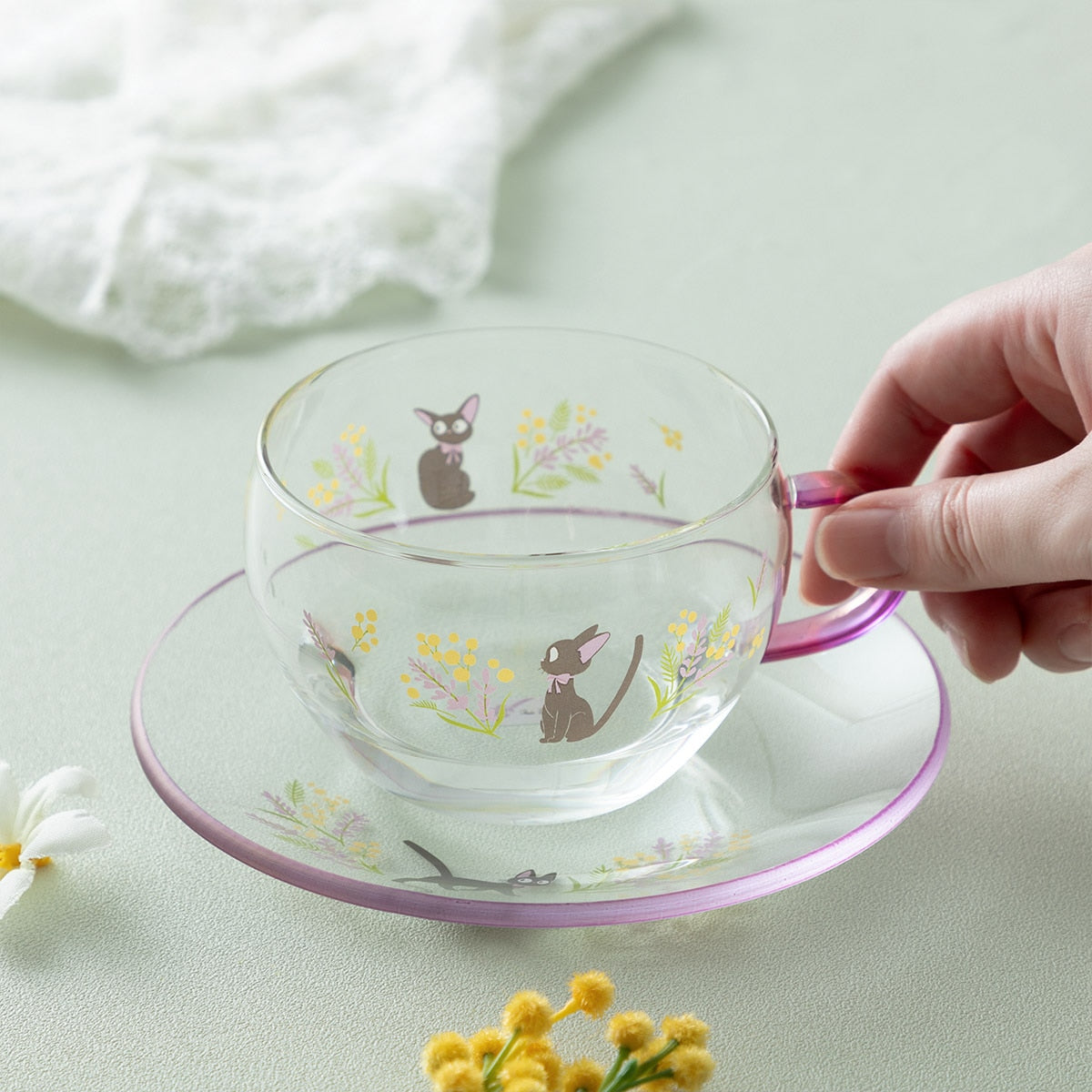 Kiki's Delivery Service - Flower Bouquet Glass Cup and Saucer - official view 8