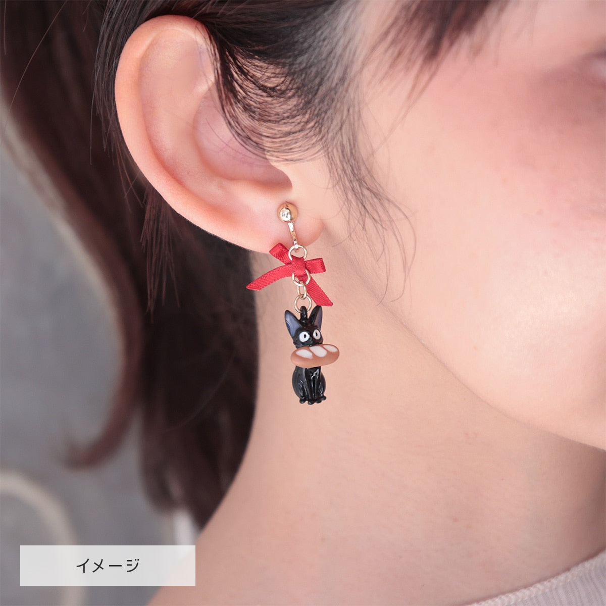 Kiki's Delivery Service Guchokipan Bakery Jam Jar and Jiji Earrings (2 Types) - Pierced Pair - official view 7
