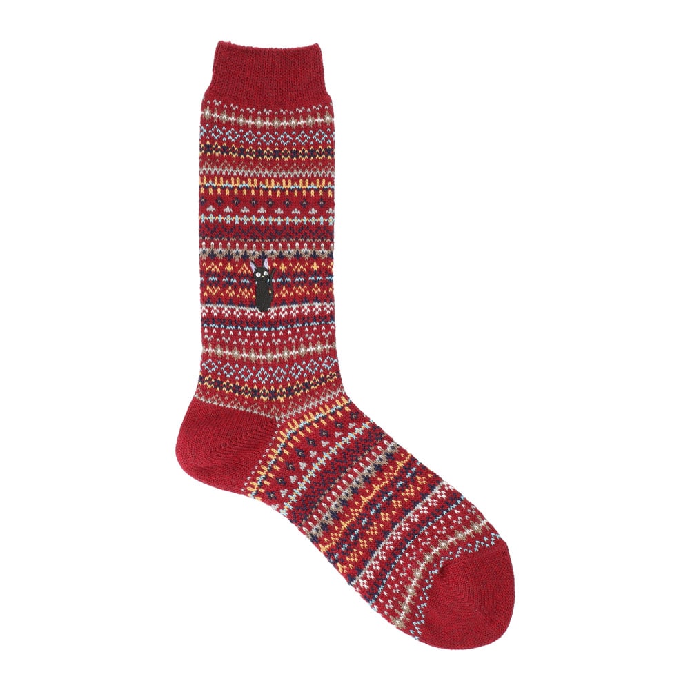 Kiki's Delivery Service Jiji Fair Isle Embroidered Socks 25-27 cm - official view 1