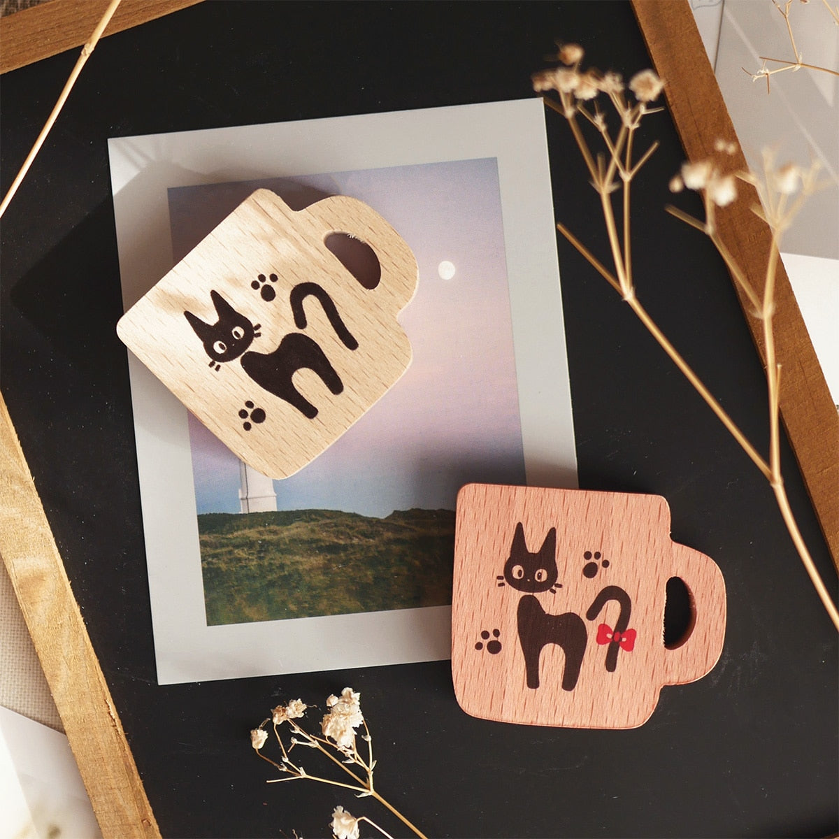 Kiki's Delivery Service Jiji Mug-Shaped Wooden Magnets (2 Types) - Natural - official view 8