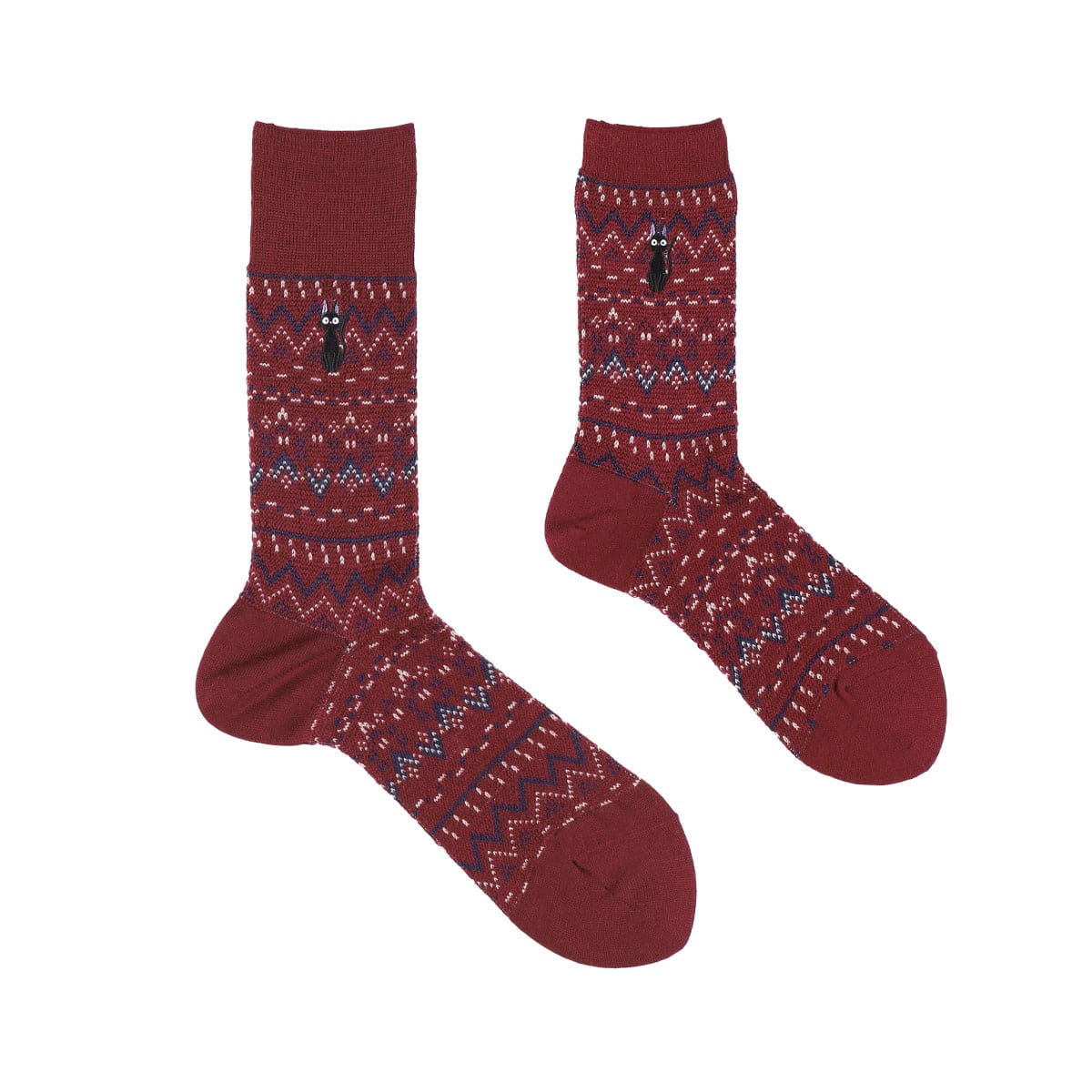 Kiki's Delivery Service Socks - Knitted All-Over Pattern - Wine Red - official product view 1