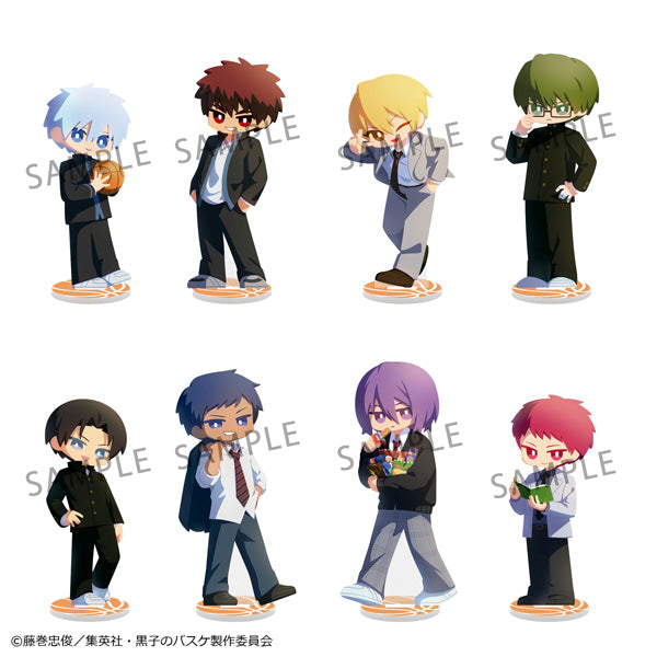 All eight Kuroko's Basketball Irusuta acrylic stands, front view