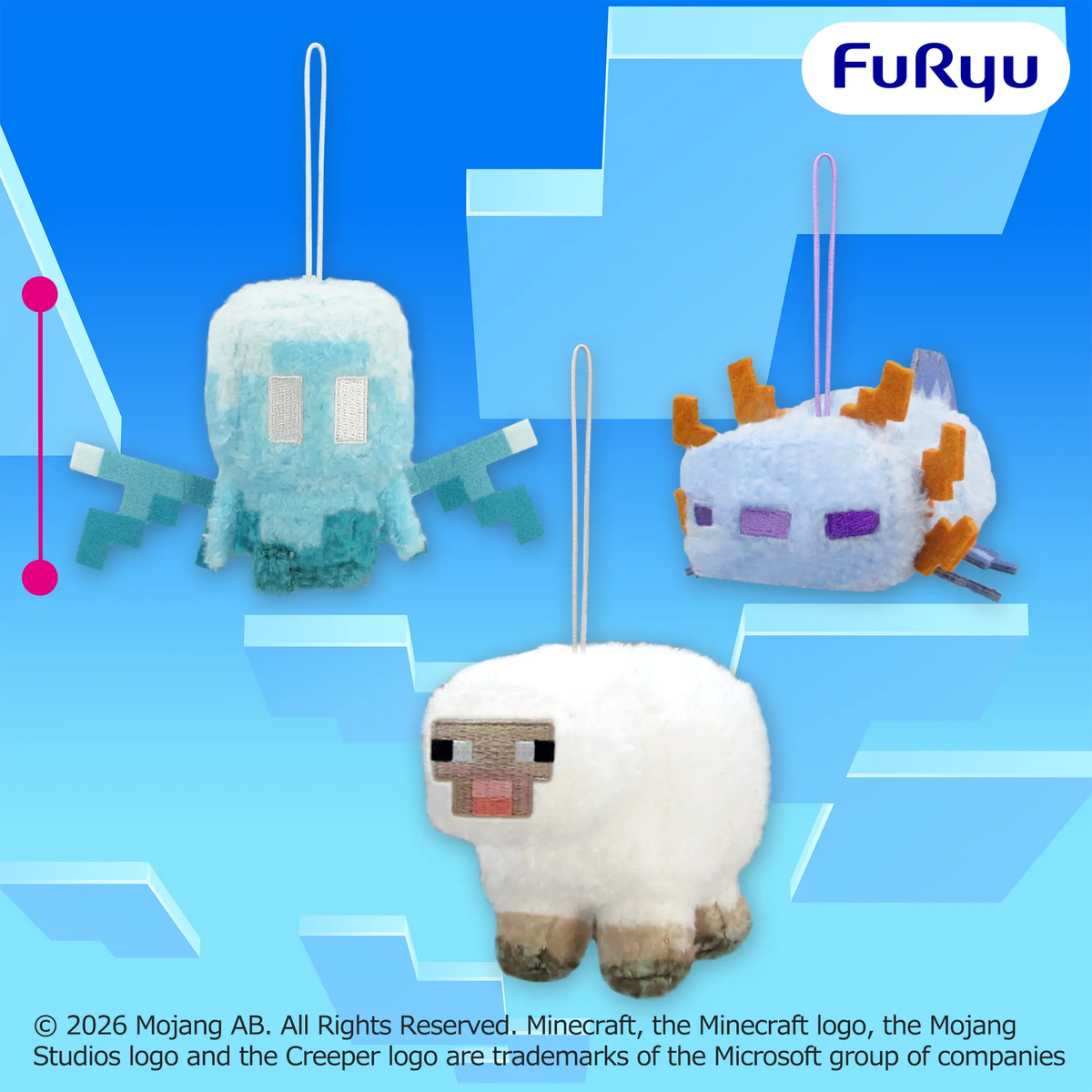 Minecraft - Fluffy Allay, Axolotl & Sheep Mascots complete set of 3 designs