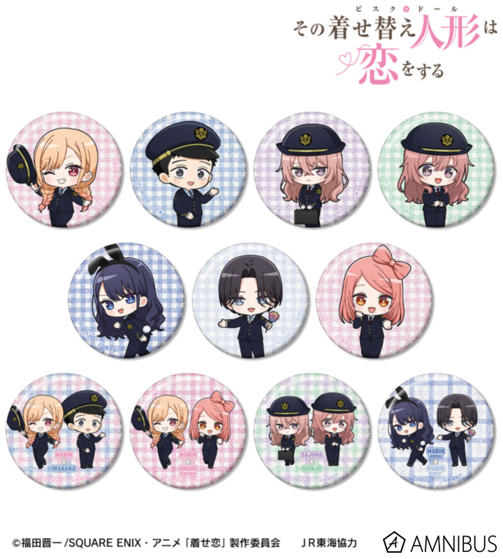 My Dress-Up Darling x Oshi Tabi / JR Tokai - Chibi Station Attendant Ver. Trading Glitter Can Badges - official product image 1
