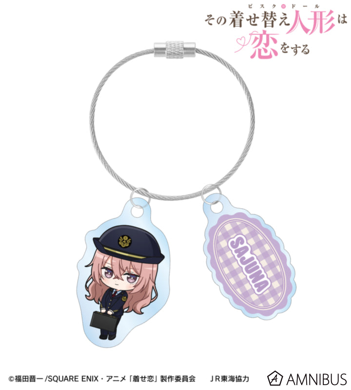 My Dress-Up Darling x Oshi Tabi / JR Tokai - Sajuna Inui - Chibi Station Attendant Ver. Double Wire Acrylic Keychain - official product image 1