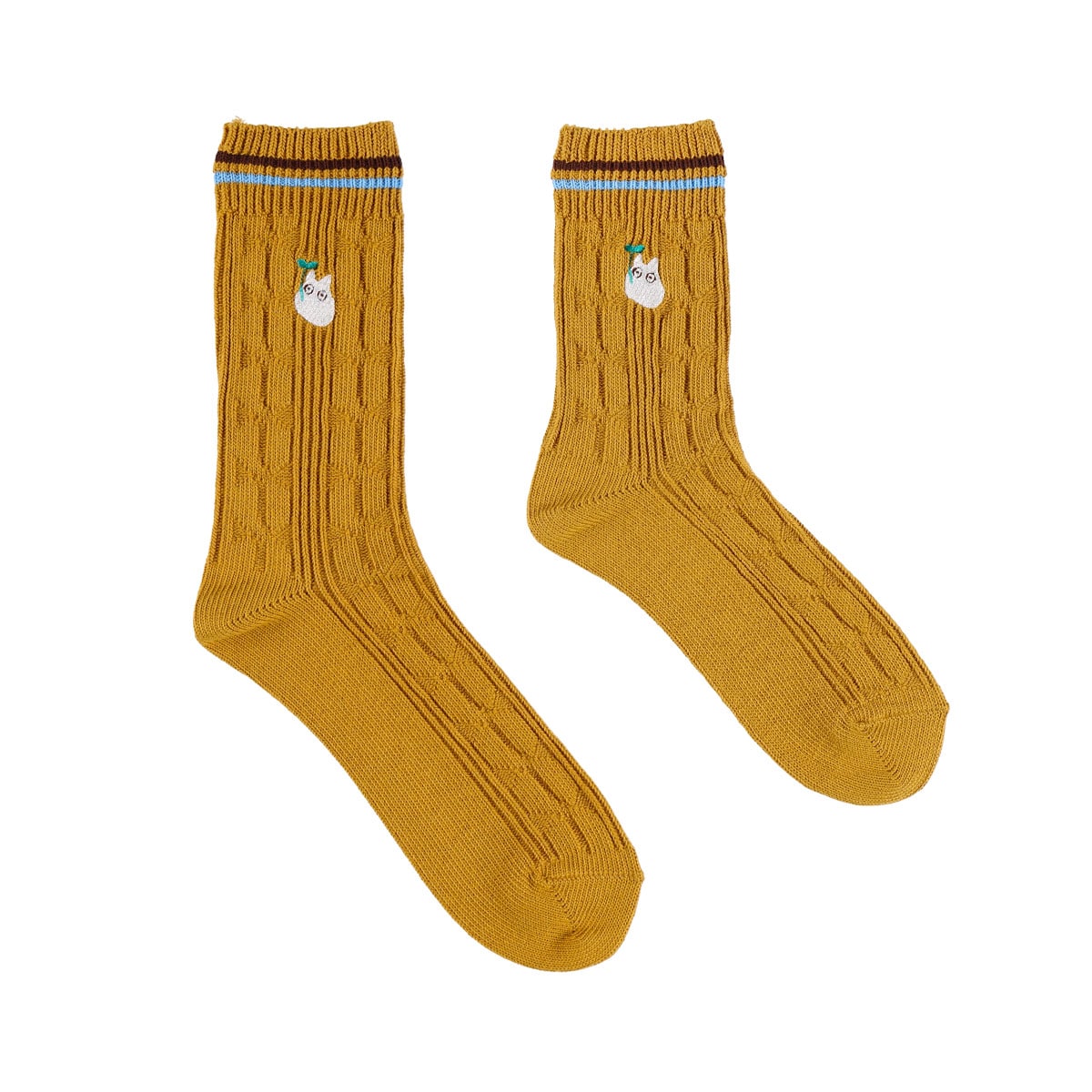 My Neighbor Totoro Socks - Cable Knit - Camel - official product view 1