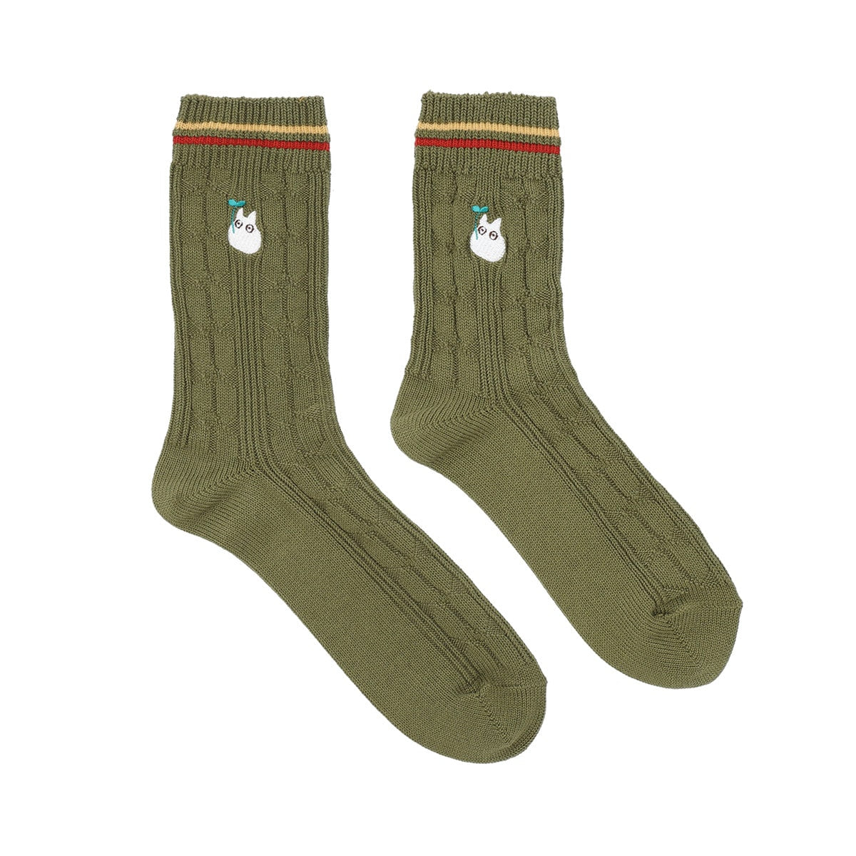 My Neighbor Totoro Socks - Cable Knit - Khaki - official product view 1