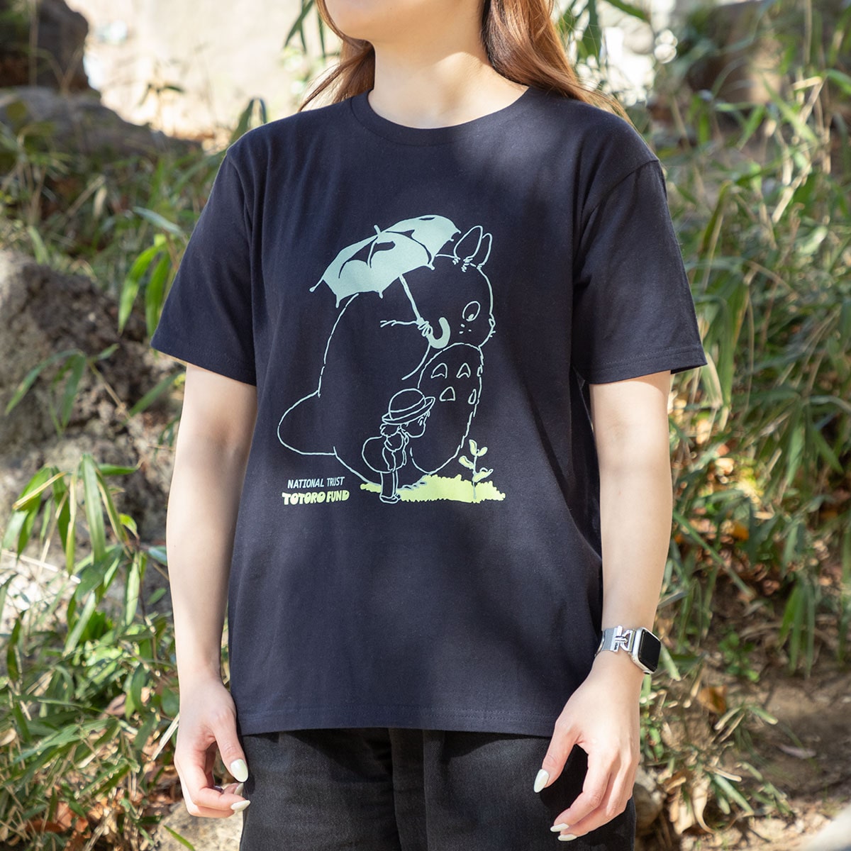 My Neighbor Totoro Totoro Fund Umbrella T-Shirt - Navy - official view 1