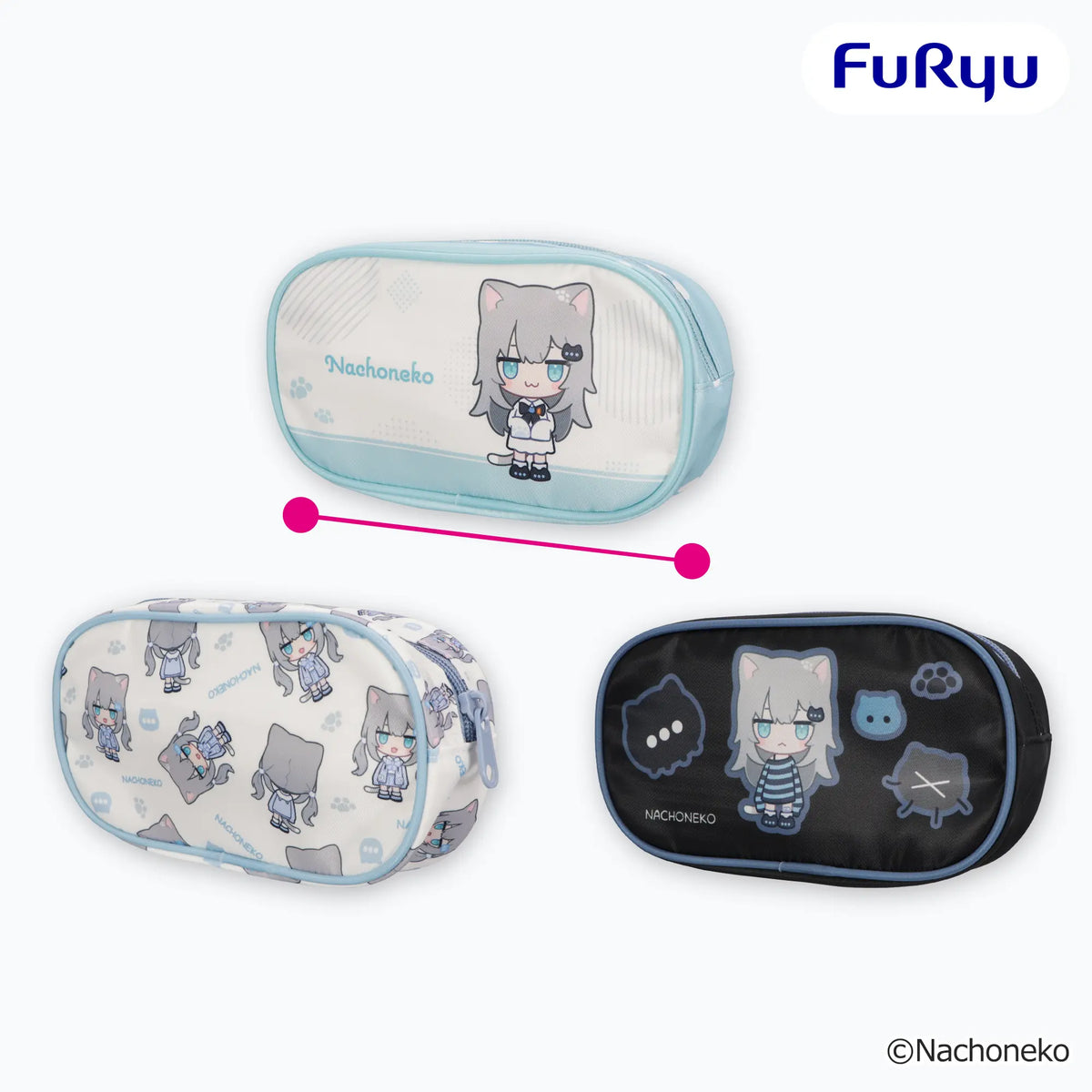 Three Nachoneko pen pouch designs by FuRyu