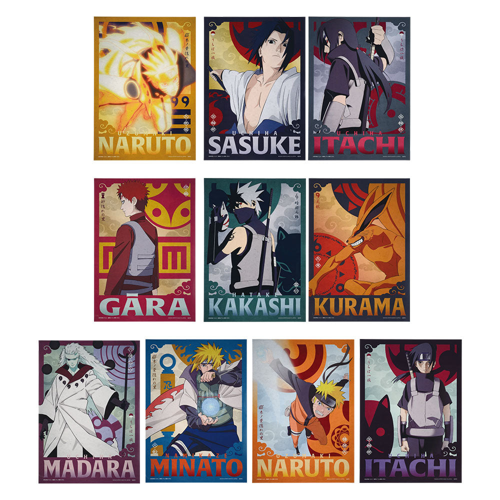 NARUTO SHIPPUDEN ICHIBAN KUJI - KIZUNA SHINOBI - (G) CLEAR POSTER FULL SET 10 Pcs