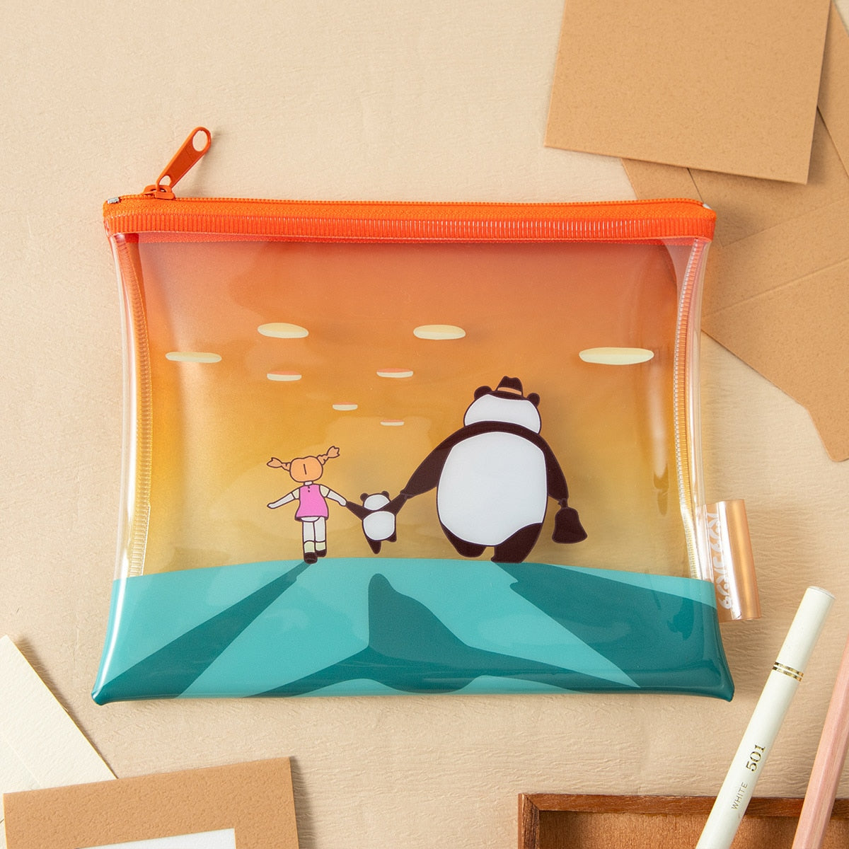 Panda! Go Panda! PVC Zip Pouches (3 Types) - Translucent Sunset - official view 8