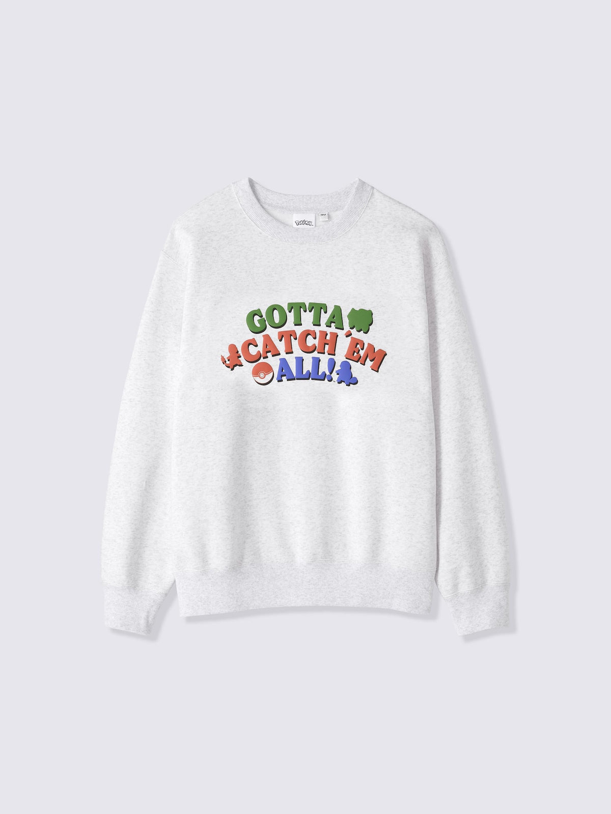 Pokemon x GU Bulbasaur / Charmander / Squirtle Sweatshirt — Light Gray — official view 5